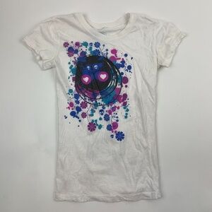 Heartbeat Graphic T Shirt Kids Small Crew Neck Short Sleeve White